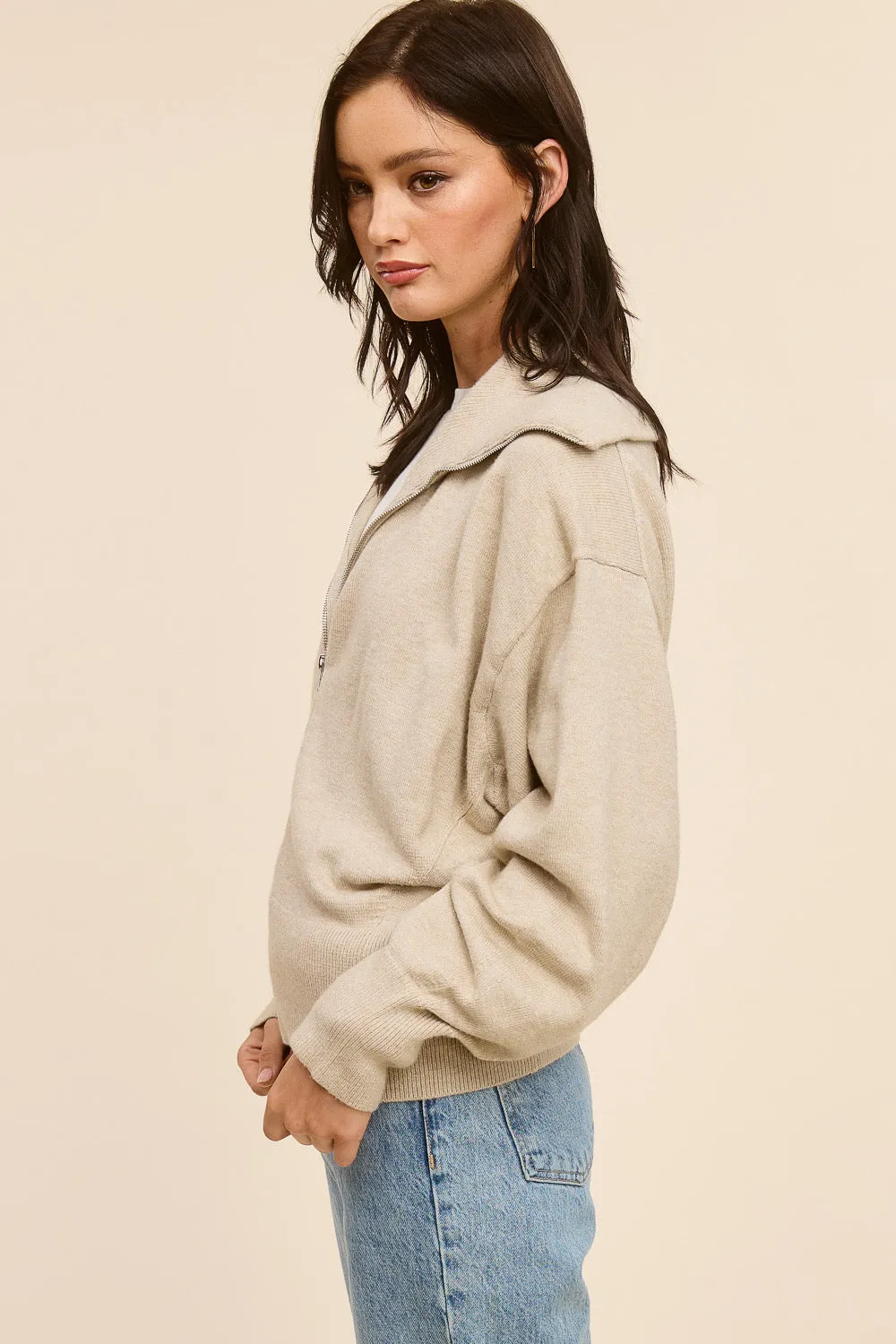 Cashmere Blend Cardigan Zip Sweater