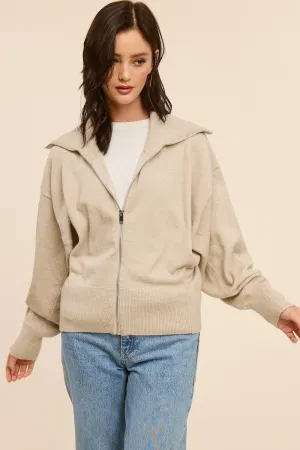 Cashmere Blend Cardigan Zip Sweater